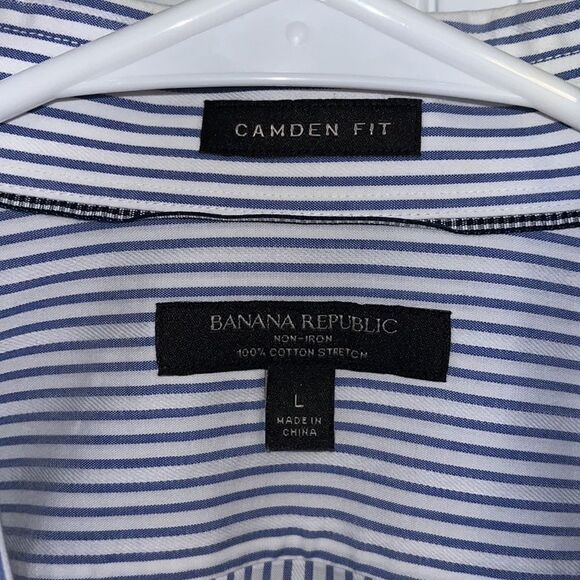 Banana Republic Blue & White Striped Non-Iron dress work shirt L Camden Fit 👍 - Picture 3 of 6